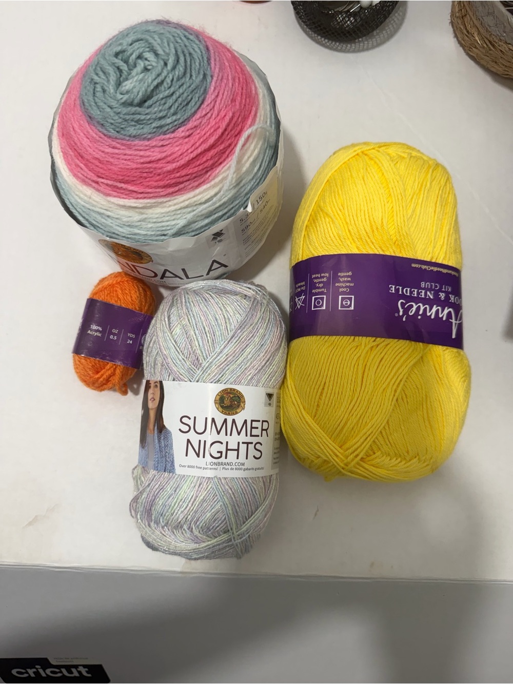 Lion Brand Summer Nights & Assorted Yarn Bundle - Yellow, Pink, Gray, Orange - Picture 3 of 3